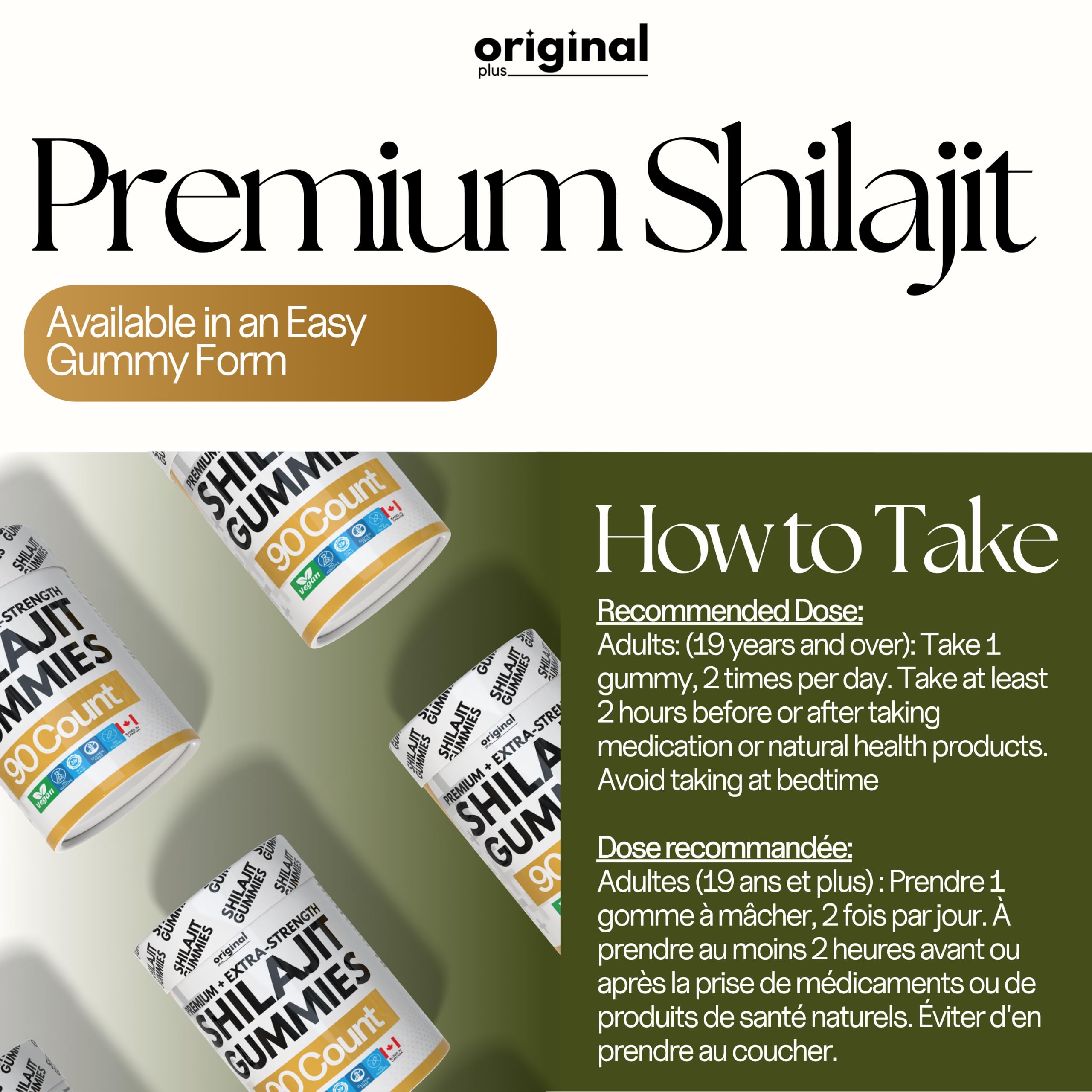 Himalayan Shilajit Gummies 1000mg Potency | Organic & Natural | For Energy, Strength, and Vitality | 85+ Trace Minerals & Fulvic Acid | For Men & Women | 90 Gummies | Original Plus