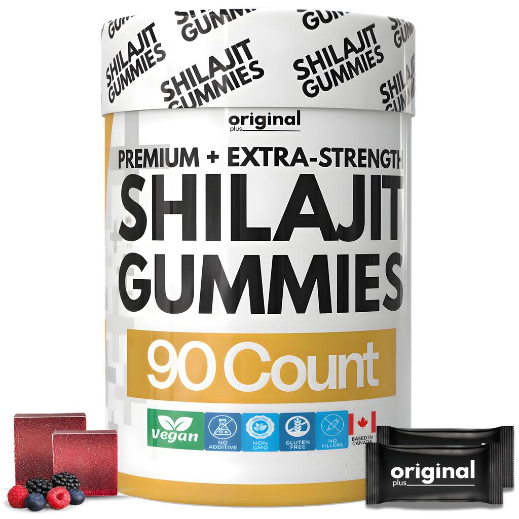 Himalayan Shilajit Gummies 1000mg Potency | Organic & Natural | For Energy, Strength, and Vitality | 85+ Trace Minerals & Fulvic Acid | For Men & Women | 90 Gummies | Original Plus