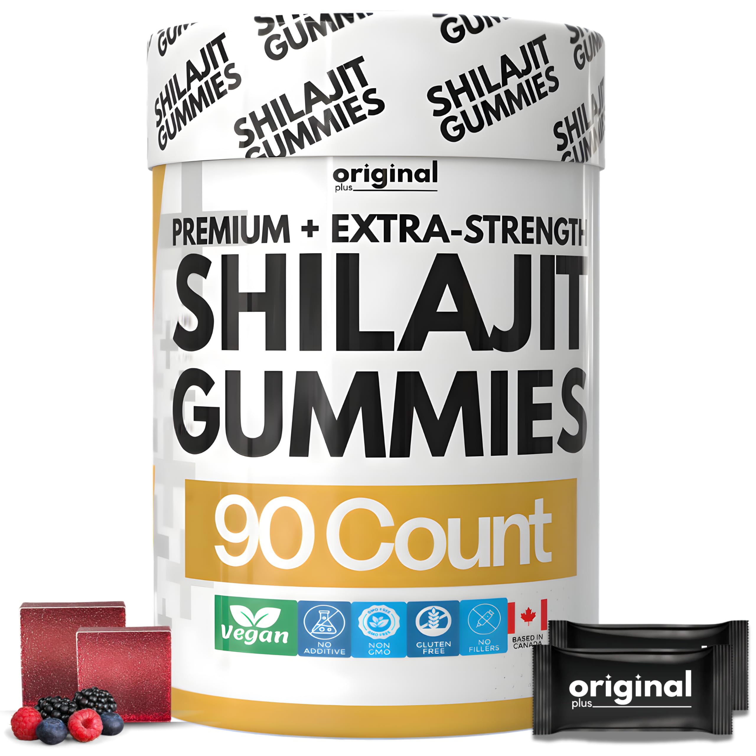 Himalayan Shilajit Gummies 1000mg Potency | Organic & Natural | For Energy, Strength, and Vitality | 85+ Trace Minerals & Fulvic Acid | For Men & Women | 90 Gummies | Original Plus