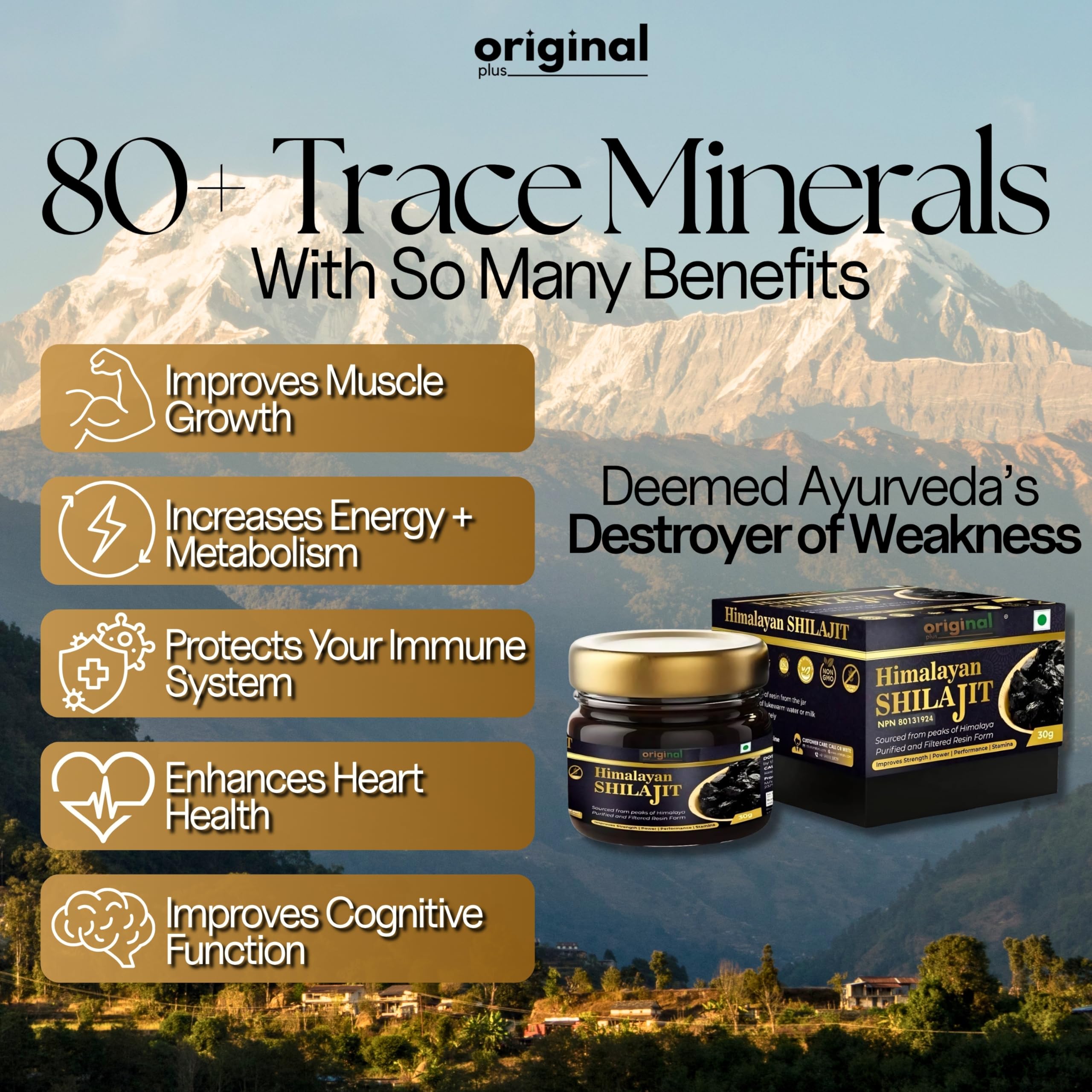 Original Plus Pure Himalayan Shilajit | 100% Pure Resin 30 G | 1000mg Potency
