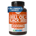 Krill Oil with Black Seed Oil | 2000 mg Daily Dosage | High-Absorption DHA & EPA Omega-3 | Pure, Premium, Extra Strength | 90 Capsules | Original Plus