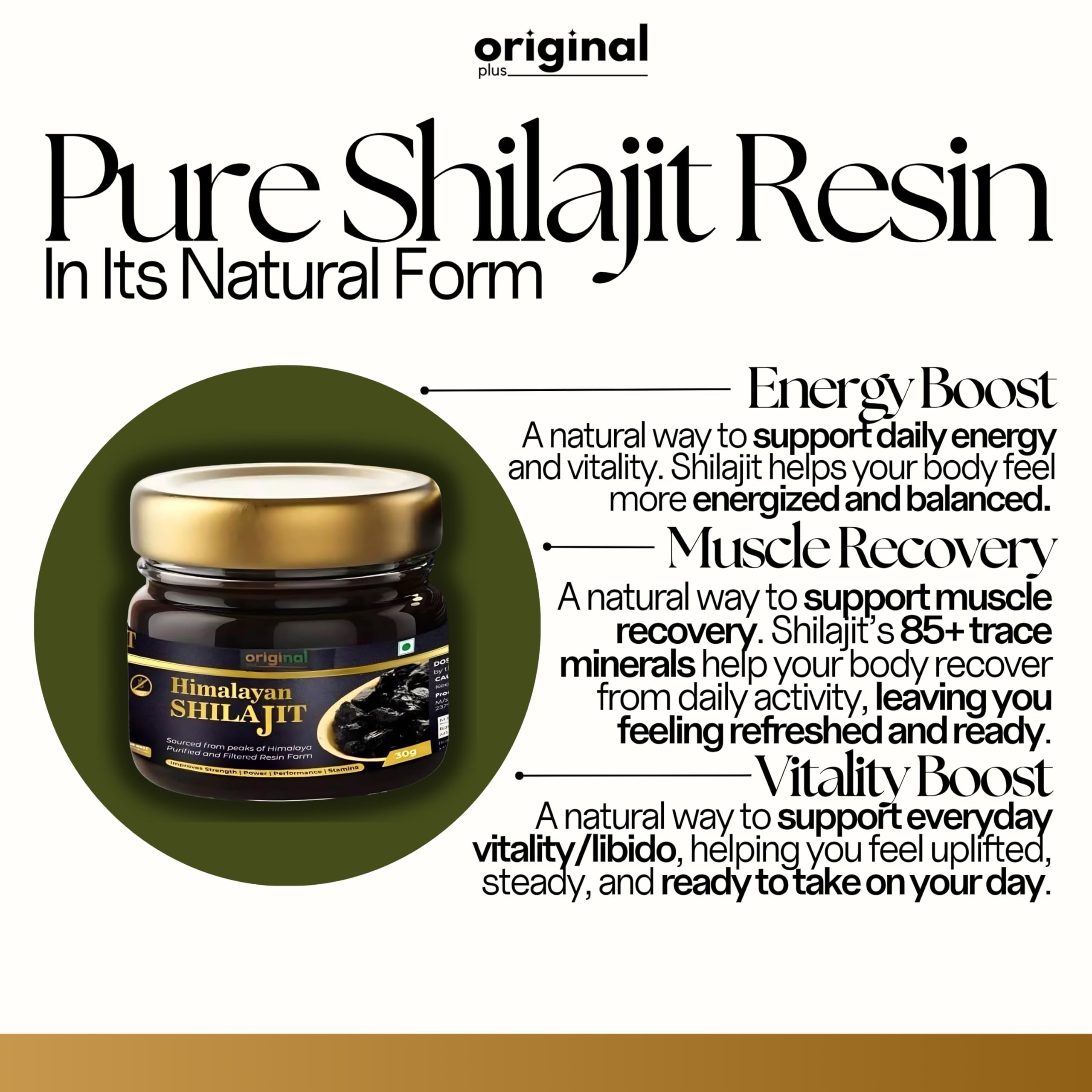 Original Plus Pure Himalayan Shilajit | 100% Pure Resin 30 G | 1000mg Potency